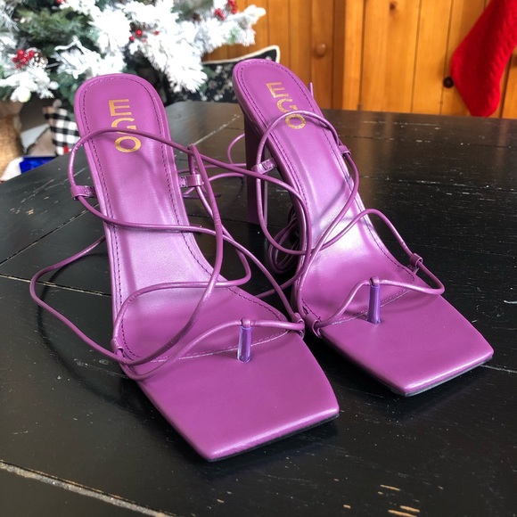 NWT | EGO Official | Lace Up Square Toe Strappy Block Heels - Picture 6 of 11